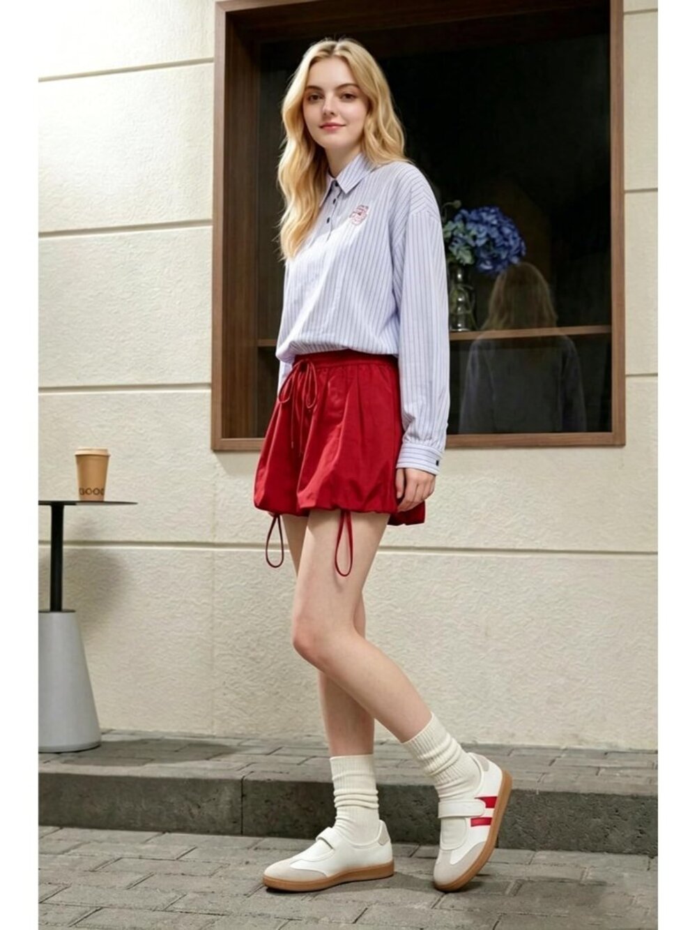 Women's White Red Non Slip Walking Flats Shoes Comfortable Ballet Sneakers - Picture 2 of 7